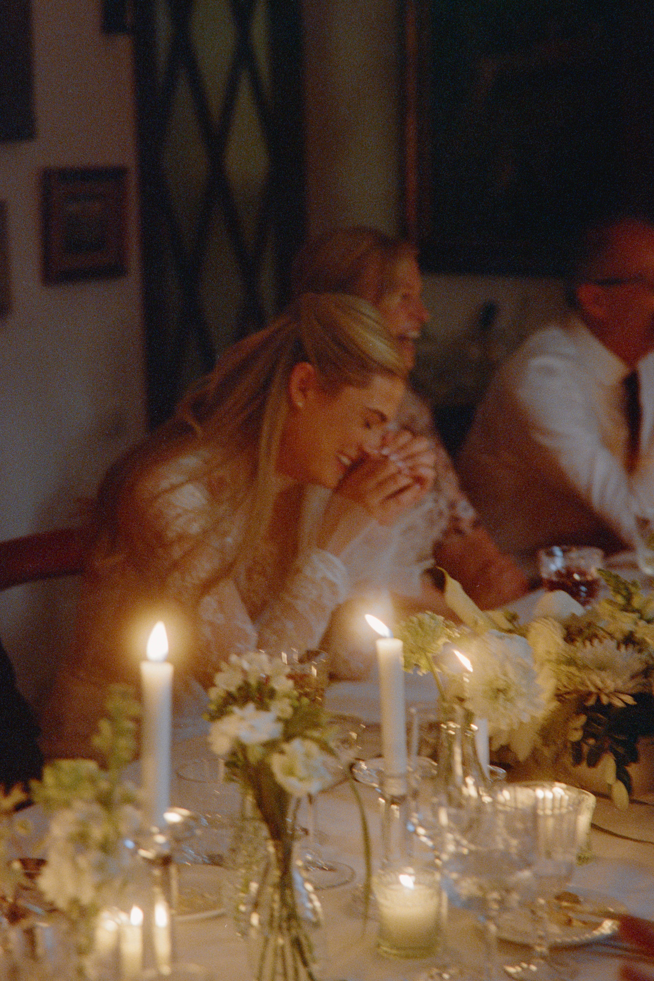 Intimate wedding reception photographed with an editorial style