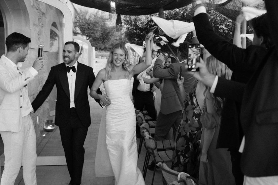 Couple entrance to the wedding reception in Riviera Maya