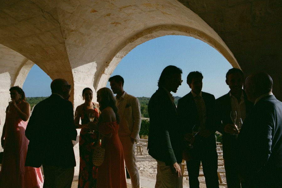 Guests enjoying cocktail hour at a Mallorca wedding