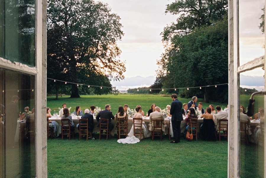 Outdoor wedding dinner outside Paris