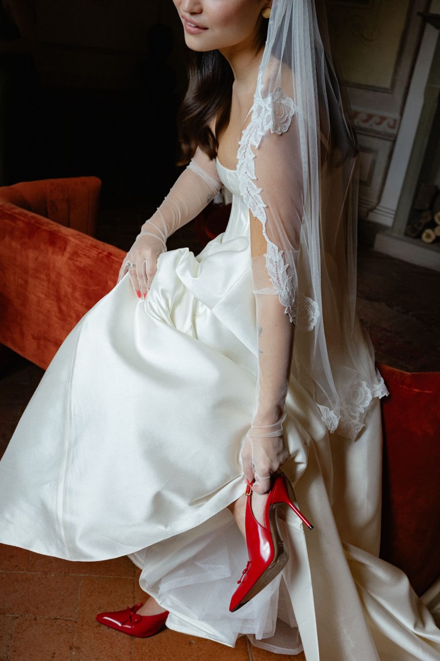 Bride getting ready on her wedding day