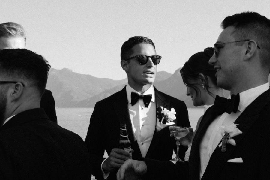 Black tie wedding celebration on Lake Como