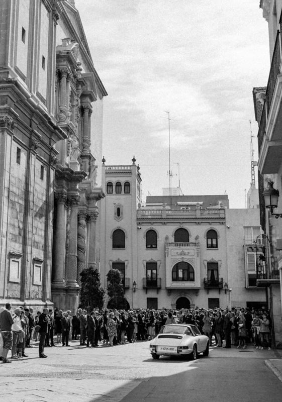 Coche de boda Porsche, boda urbana