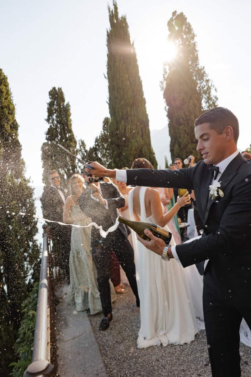 Lake Como wedding photographer champagne