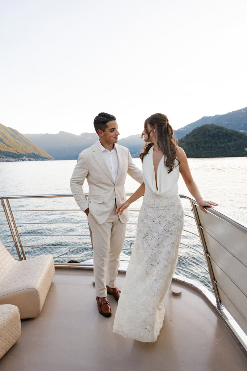 Lake Como wedding couple welcome party